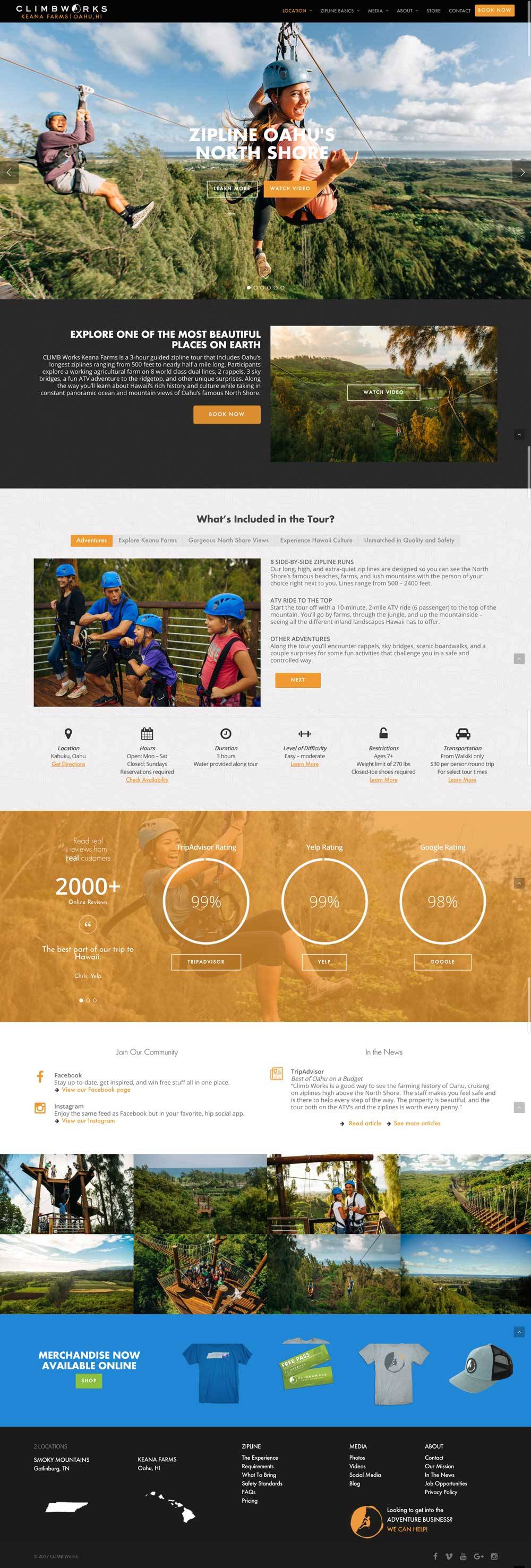 Climbworks Zipline Website